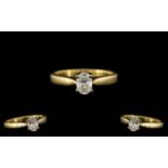 18ct Yellow Gold - Pleasing Quality Single Stone Diamond Set Ring of Contemporary Design.