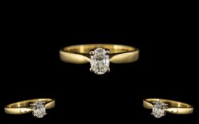 18ct Yellow Gold - Pleasing Quality Single Stone Diamond Set Ring of Contemporary Design.