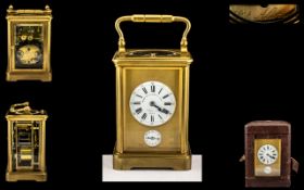 Goldsmiths and Silversmiths Signed Fine Quality Gilt Cased Carriage Clock. c.