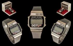 James Bond 007 Zeon Stainless Steel Digital Watch with box and papers and instructions.