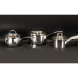 Three Stainless Steel Saucepans by Systemar.