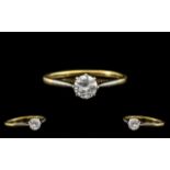 18ct Gold and Platinum High Quality Single Stone Diamond Set Ring, marked 18ct and platinum to