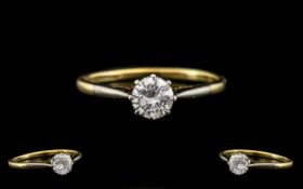 18ct Gold and Platinum High Quality Single Stone Diamond Set Ring, marked 18ct and platinum to