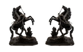 A Pair of Antique Spelter Marley Horses