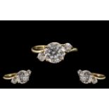 14ct Yellow Gold Attractive 3 Stone CZ S