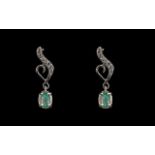 Natural Opal Drop Earrings, Solitaire Ov