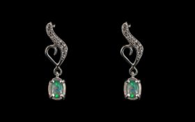 Natural Opal Drop Earrings, Solitaire Ov