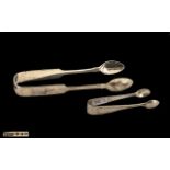 Two Pairs of Solid Silver Antique Sugar