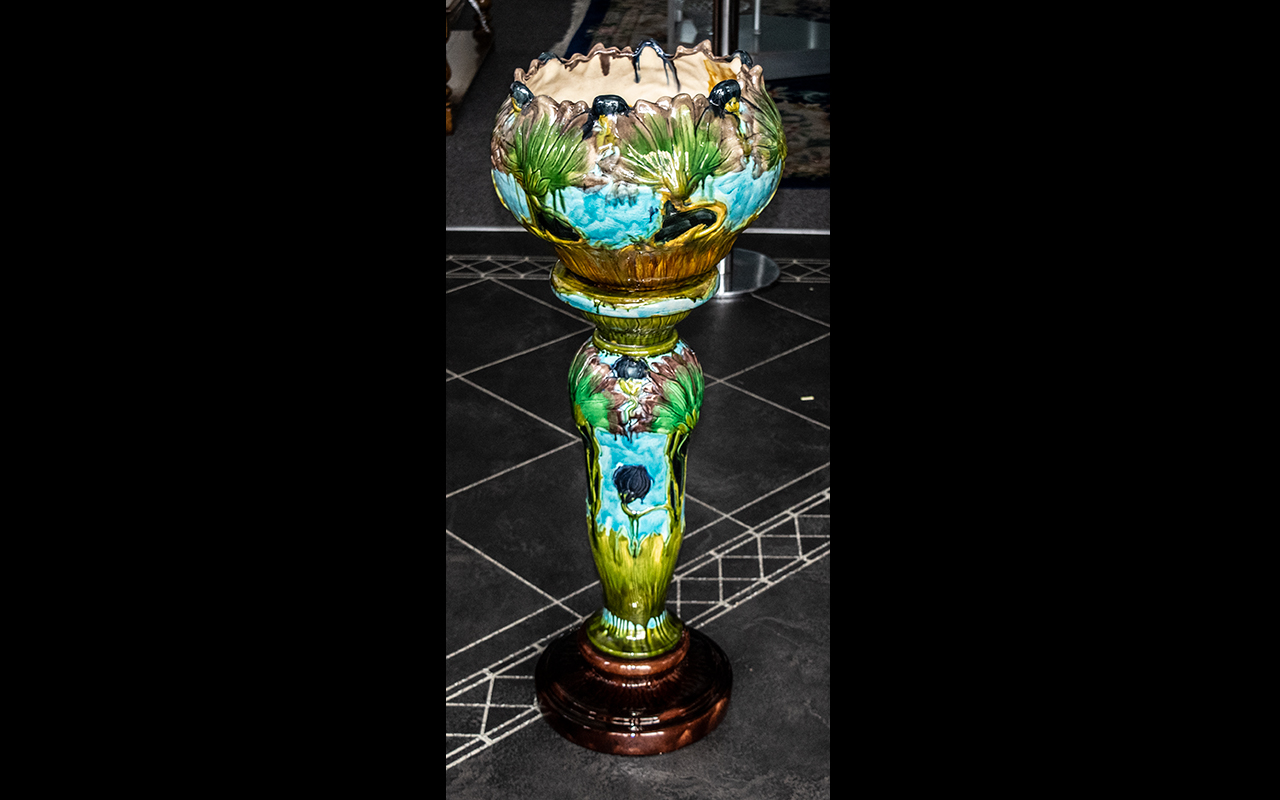 Majolica Plant Pot and Stand In The Vict