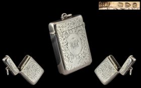 Victorian Period Silver Vesta Case by George Unite. Hallmark Chester 1898.