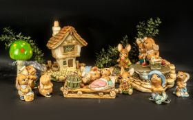 Collection of Pendelfin Figures, including Cobble Cottage; and figures comprising Birdie, Jim-Lad,