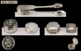 A Small Collection of Sterling Silver Lidded Pill Boxes ( 4 ) In Total.