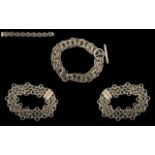Three Sterling Silver Bracelets two in decorative chain link style,