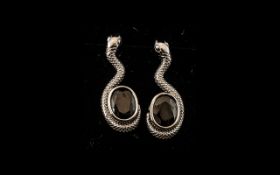 Shungite Serpent Drop Earrings,