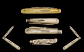 Antique Period Collection of Silver Blades with Mother-of-Pearl handles, fruit/pen knives,