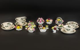Five Wedgwood 'Mandarin' Soup Bowls & Saucers, along with a large collection of bone china roses,