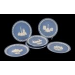 Blue Jasper Wedgwood Early Edition Christmas Plates Six in total.