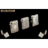 Antique Period Excellent Trio of Silver Vesta Cases. All Fully Hallmarked and In Superb Condition.