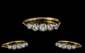 Ladies 18ct and Platinum 5 Stone Diamond Set Ring, Not Marked but Tests 18ct Gold. Ring Size K.