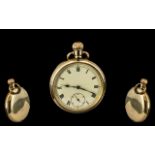 Early 20th Century Nice Quality Gold Plated Open Faced Keyless Pocket Watch, with Secondary Dial,