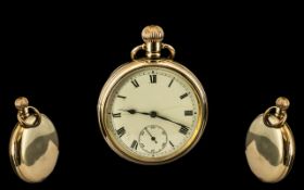 Early 20th Century Nice Quality Gold Plated Open Faced Keyless Pocket Watch, with Secondary Dial,