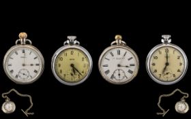 Collection of Four Open Faced Pocket Watches, to include a silver Waltham in working order,