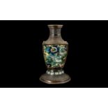 Antique Chinese Bronze and Enamel Vase of unusual shape, finely decorated with floral scenery and