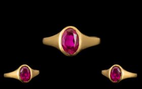 Portuguese 18ct Gold Stunning Red Stone Set Ring. Poss. Mozambique natural ruby of pigeons