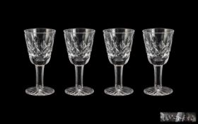 Waterford Superb Set of 4 Cut Crystal Liqueur Glasses. Waterford signed to all glasses, all in