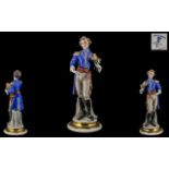 Capo-di-Monte FIne Hand Painted Porcelain Figure / Sculpture of a French Le General, Signed G.