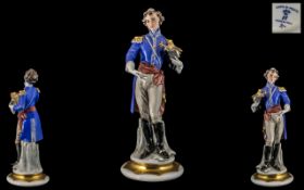 Capo-di-Monte FIne Hand Painted Porcelain Figure / Sculpture of a French Le General, Signed G.