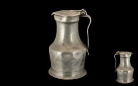 Edinburgh 17th Century Tappit-Hen Pewter Lidded Measure, with a three part hinge, with a straight