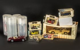 Collection of Burago Cars, comprising Jaguar XK 120; Porsche Carrera 911; Chevrolet; Dodge Viper.