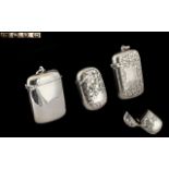 Antique Period - Excellent Trio of Silver Vesta Cases ( 3 ) In Total.