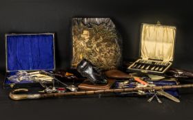 A Mixed Lot of Collectables to include a pair of clogs on wooden plinth, Lancashire Weavers Clogs,