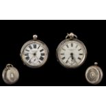 A Silver Open Faced Pocket Watch, white enamel dial, Roman numerals with subsidiary seconds,