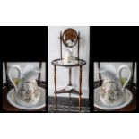 Reproduction Mahogany Wash Stand with washbowl and jug, on trifoil base,