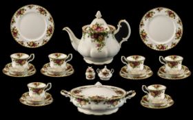 A Large Quantity of Royal Albert Old Country Roses to include sugar bowl and lid, teapot, honey pot,