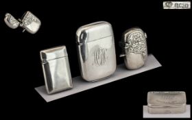 A Good Collection of Silver Vesta Cases and Snuff Boxes ( 4 ) In Total.