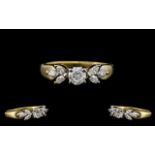 18ct Gold - Attractive Quality Contemporary Design Diamond Set Dress Ring.