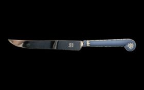 Blue Jasper Wedgwood Cake Knife six inches. Marked 'Butlers Stainless Sheffield England.