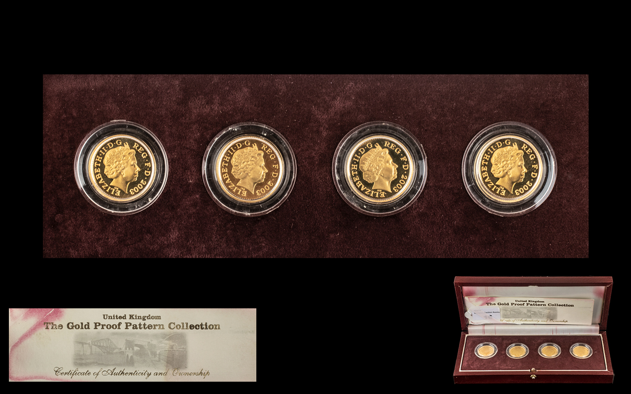 Royal Mint The Gold Proof Pattern Collection, A boxed collection of four 22ct Gold £1 pound coins,