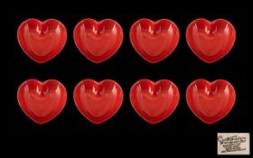 Carltonware Red Heart Shaped Dishes a set of eight dishes in total. Trade mark to base.