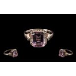 Rose de France Amethyst Halo Ring, a 3.