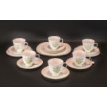 Wedgwood Susie Cooper Tea Set comprising six tea cups and saucers and a large cake plate.