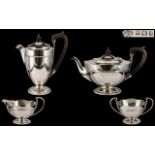 Elkington & Company Stylish and Superb Quality 4 Piece Sterling Silver Tea Service of Wonderful