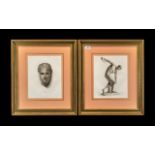 Pair of Prints After the Antique Roman Style, in modern frames, print measures 9" x 12",