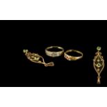 A Collection of Gold Jewellery, comprising at 14ct gold ring with channel set small diamonds (one