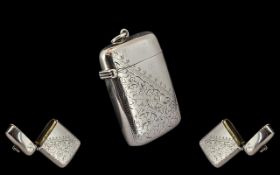 A Victorian Silver Vesta Case hallmarked Birmingham 1894 maker Hillard and Thomason,