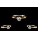 18ct Gold and Platinum - Good Quality Single Stone Diamond Set Ring.